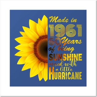 Vintage 1961 Sunflower 60th Birthday Awesome Gift Posters and Art